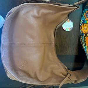 Leather beaded hobo bag